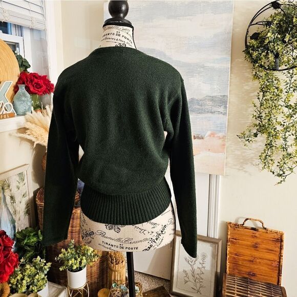 VTG Herman Geist Owl Patch Detail Wool Blend Preppy Cardigan. - Picture 6 of 15